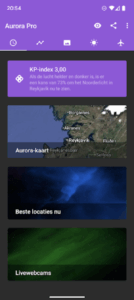Aurora app scherm 1